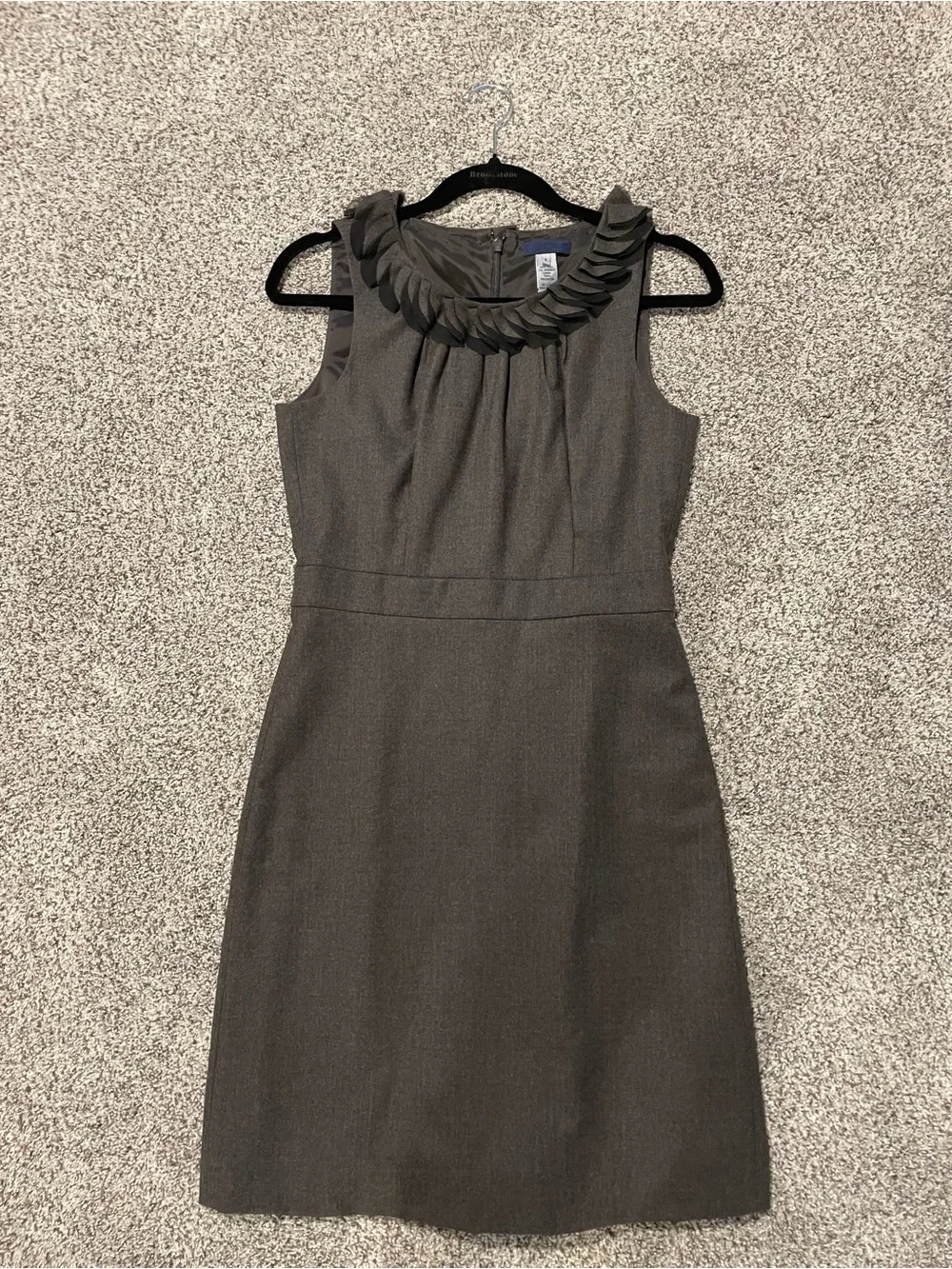 J. Crew Charcoal Gray Sleeveless Sheath Dress with Petal Neckline - Picture 1 of 3